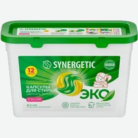 Капсулы для стирки SYNERGETIC COLOR 12 шт