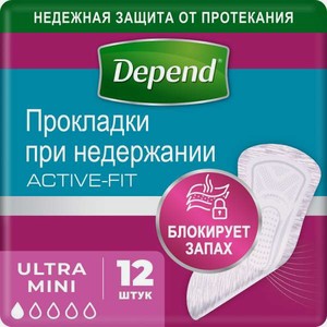 Прокладки Depend урологические Ultra Mini 12шт 9435030