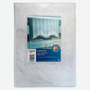 Занавеска Lenta Белая сетка с каймой из цветов, 160х355 см 1 шт