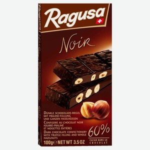 Шоколад Ragusa Noir горький с трюфельной начинкой и орехами, 100 г