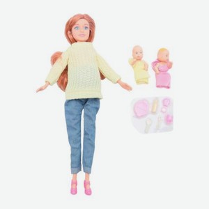 Беременная кукла двойня с кроваткой 115116