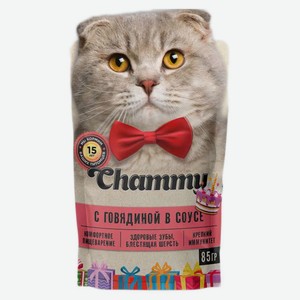 Корм влажный для кошек Chammy с говядиной в соусе, 85 г