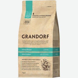 Корм сухой Grandorf четыре вида мяса для домашних кошек, 2кг