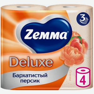 Туалетная бумага Zemma/Zewa Deluxe Персик 3 слоя 4 рулона