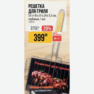 РЕШЕТКА для гриля 55 (+4) x 31 x 24 x 5,5 см, глубокая, 1 шт.