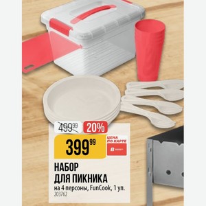 НАБОР ДЛЯ ПИКНИКА на 4 персоны, FunCook, 1 уп.