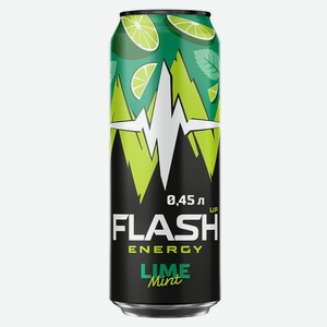 Напиток Flash Energy со вкусом мятного лайма безалкогольный тонизирующий 450мл, 450 мл