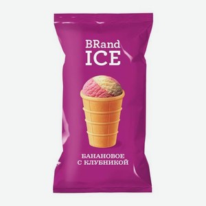 Мороженое Банановое с клубникой в вафельном стаканчике Brandice 70г
