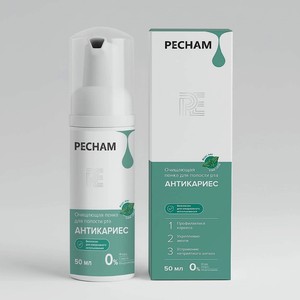 PECHAM Очищающая пенка для полости рта, Антикариес, 1 шт.
