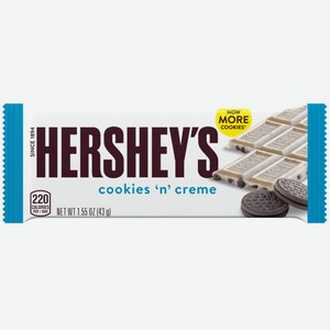 Плитка кондитерская Hershey s белая с кусочками какао-печенья, 43г, 43 г
