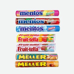 Драже МЕНТОС/Ирис МЕЛЛЕР/Конфеты ФРУТЕЛЛА, в ассортименте 37-41гр