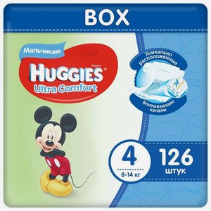 Подгузники Huggies Ultra Comfort для мальчиков 4 (8-14 кг) 126 шт.