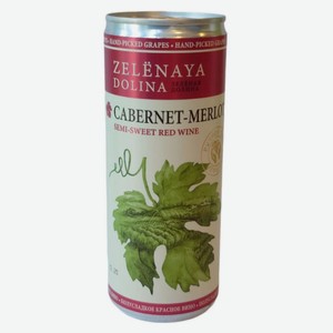Вино «Зеленая долина» Cabernet-Merlot красное полусладкое Россия, 0,25 л