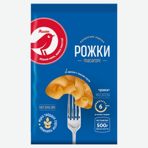 Макаронные изделия Ашан Красная птица Рожки, 500 г