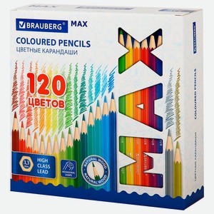 BRAUBERG Карандаши цветные супермягкие яркие классические MAX 120, Мультицвет
