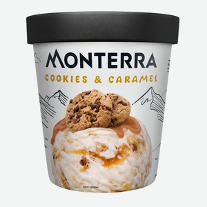 БЗМЖ Мороженое Monterra пломбир печенье/карамель ведерко 298
