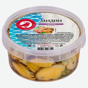 Мидии в масле АШАН Красная птица с пряностями, 200 г