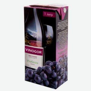 Вино Vinogor Изабелла красное полусладкое 12%, 1л
