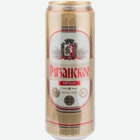 Пиво светлое   Рязанское   Мягкое, пастеризованное, 3,6%, ж/б, 0,45 л