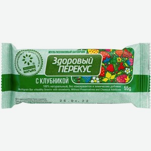 Батончик-мюсли Здоровый перекус с клубникой, 55 г