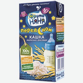 Кашка Фрутоняня, Молочно-рисовая, Молочно-злаковая, 200 Мл
