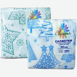 Салфетки Свежана, С Рисунком, 1 Слой, 100 Шт.