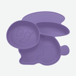 SILIHOME Силиконовая детская тарелка  Зайка  с секциями, фиолетовый