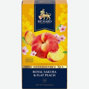 Чай зеленый Richard Royal Sakura & Flat Peach, 25х1.5г, 25 шт