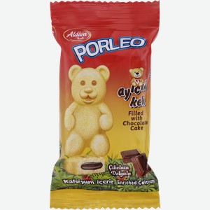 Бисквит PORLEO с шоколадной начинкой в форме медвежонка, 30г