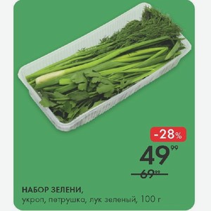 НАБОР ЗЕЛЕНИ, укроп, петрушка, лук зеленый, 100 г