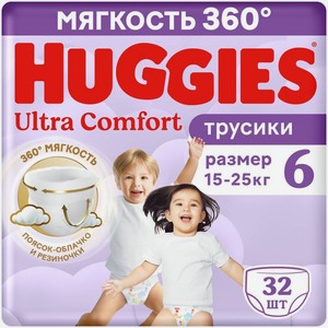 Трусики-подгузники Huggies 6 размер 15-25кг 32шт., 32 шт