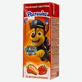 Молочный Коктейль Растишка, Шоколадный Со Вкусом Банана, Клубника, 2%, 210 Г