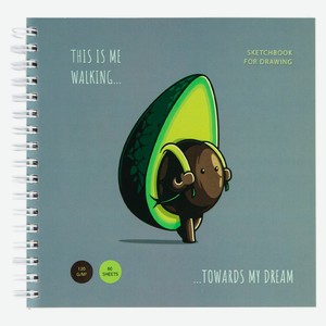 Скетчбук 60л., 150*150 MESHU  Avocadreams , на гребне, 120г/м2, выб. лак, soft-touch