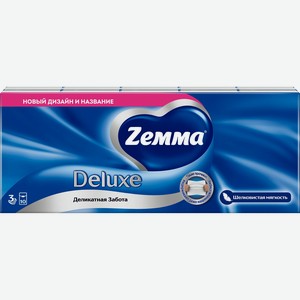 Платочки бумажные носовые ZEMMA Деликатная Забота 3 слоя, 100шт