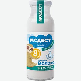 Молоко Модест, Витаминизированное, 3,2%, 200 Мл