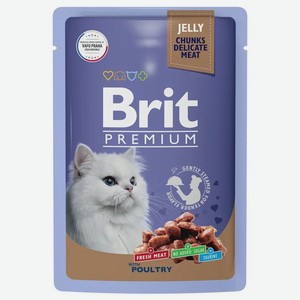 Корм для взрослых кошек влажный Brit Премиум (Premium) Ассорти птиц в желе 85 г