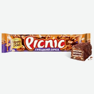 Батончик шоколадный Picnic Грецкий орех, 52г, 52 г