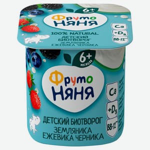 Биотворог ФрутоНяня земляника, ежевика, черника, с 6 месяцев, 4.2%, 100г