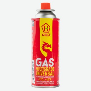 Газ универсальный всесезонный с цанговым клапаном в баллоне NIKA/ Ника 220 г
