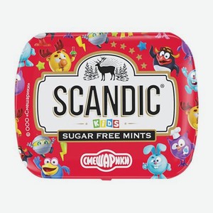 Конфеты освежающие без сахара малина Смешарики Scandic 14г