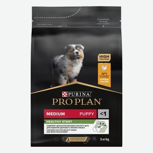 Корм сухой Pro Plan Healthy Start Курица для щенков средних пород 3кг, 3 кг