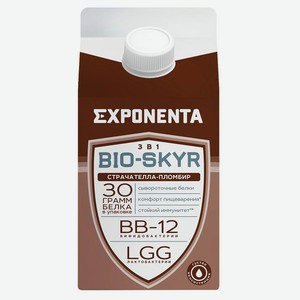 Напиток кисломолочный Exponenta Bio-Skyr 3 в 1 страчателла-пломбир высокобелковый без добавления сахара Беларусь охлажденный, 500 г