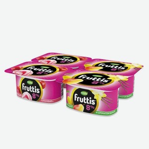 Йогуртный продукт густой ложковый Fruttis вишневый пломбир груша ваниль 8%, 115 г