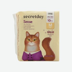 SECRET DAY Хлопковые гигиенические прокладки, размер М Sense, 10 шт.