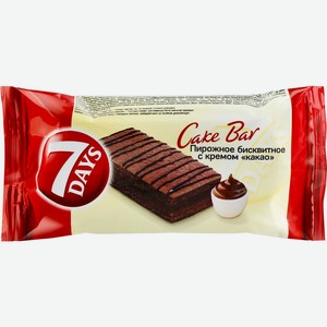 Пирожное бисквитное 7DAYS Cake Bar неглазированное с кремом какао, Россия, 30 г
