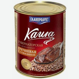 Каша Гречневая Главпродукт, С Говядиной, По-домашнему, 340 Г