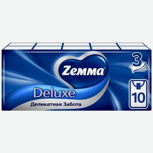 Платки бумажные Zemma Деликатная Забота носовые 3 слоя, 10х10шт