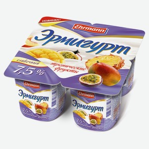 Йогурт сливочный густой ложковый Ehrmann «Эрмигурт» тропические фрукты 7,5 %, 100 г