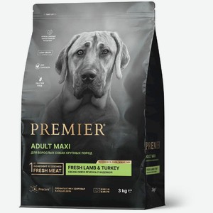 Корм Premier Adult Maxi мясо ягненка с индейкой для собак крупных пород, 3кг, 3 кг