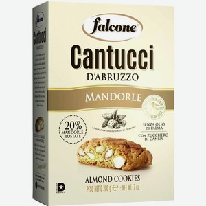 Печенье Falcone Cantucci сахарное с миндалем 200г, 200 г